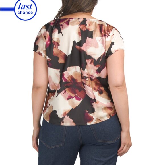 ANNE KLEIN Anne Black Plus Cowl Neck Blouse - Picture 2 of 2